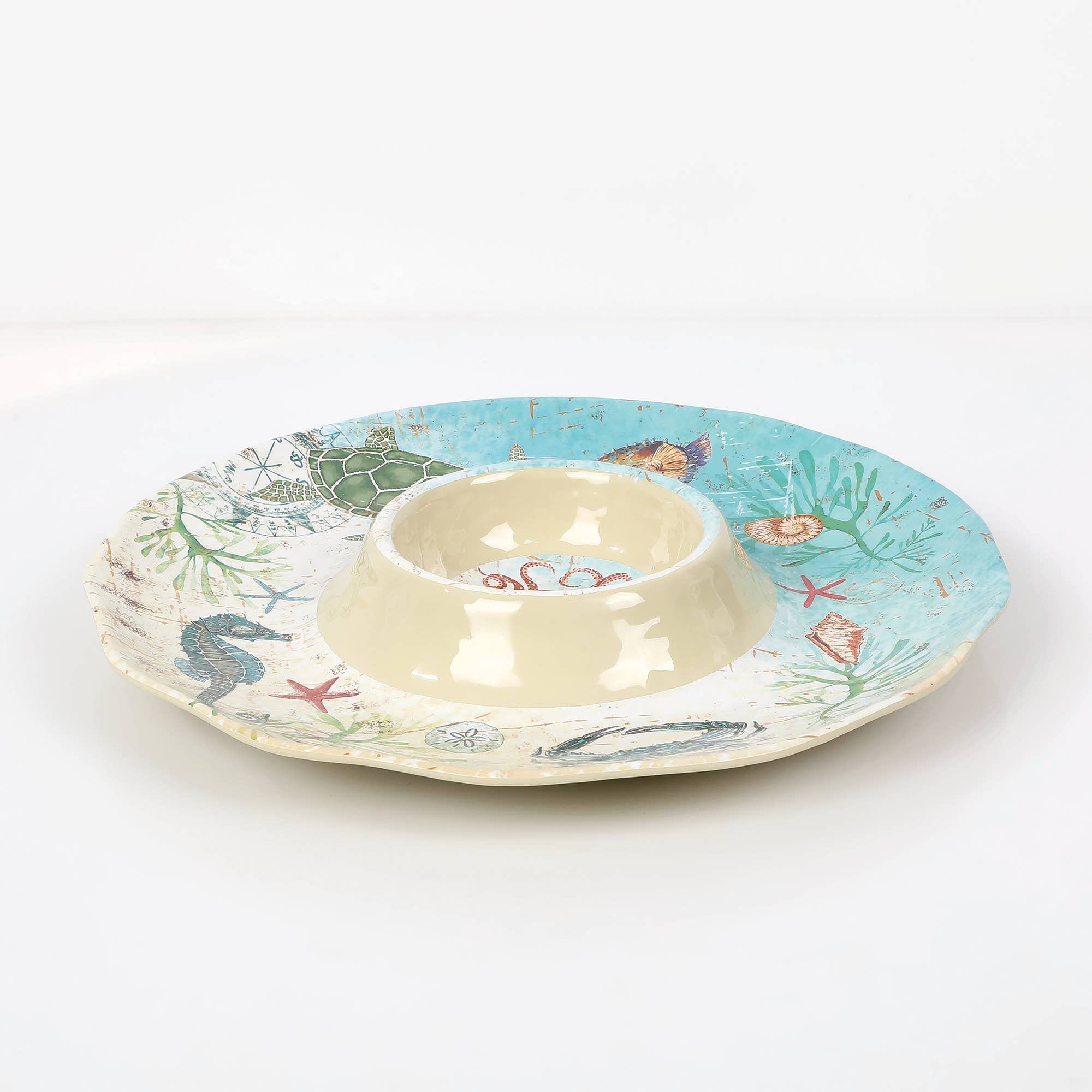 Supreme Housewares - Vente Plateaux de service - Plateau à trempette et à chips en mélamine Sea Life 34 cm3