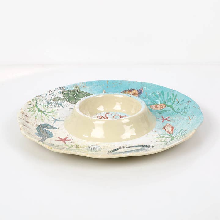 Supreme Housewares - Vente Plateaux de service - Plateau à trempette et à chips en mélamine Sea Life 34 cm3