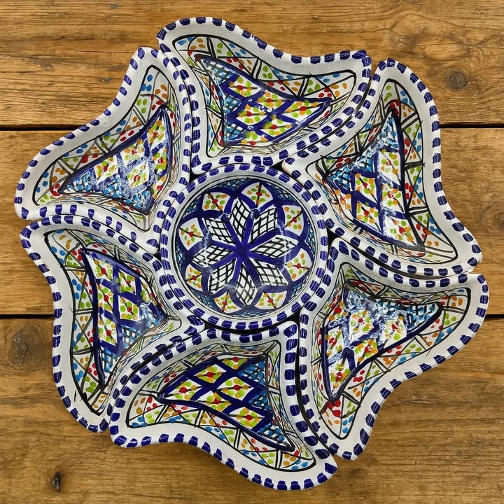 Tunisian Terracotta Ceramic Flower Appetizer Dish #1 for wholesale by Etnico del Mondo