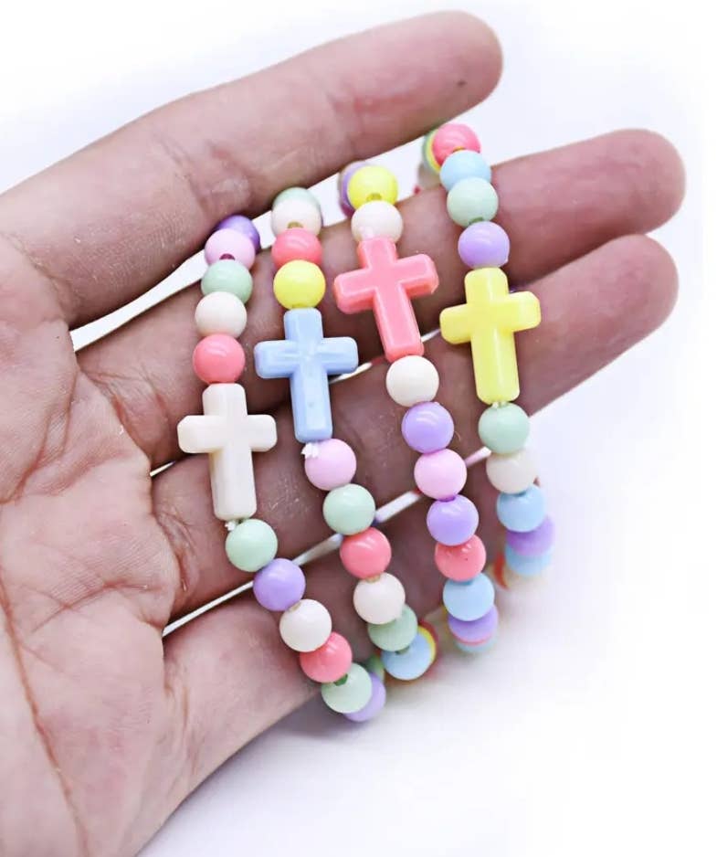 2 Greeks Inc - Wholesale Beaded bracelet – Kids - Children’s Colorful Cross Bracelet