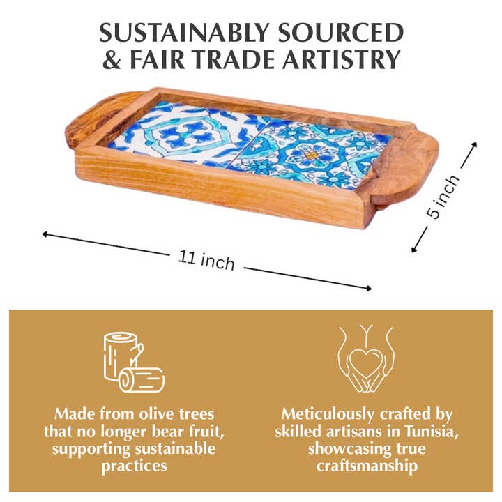 Kamsah - Vendita all'ingrosso Vassoi da portata - Vassoio da portata in legno d'ulivo con manici ergonomici, Sidi Bou5