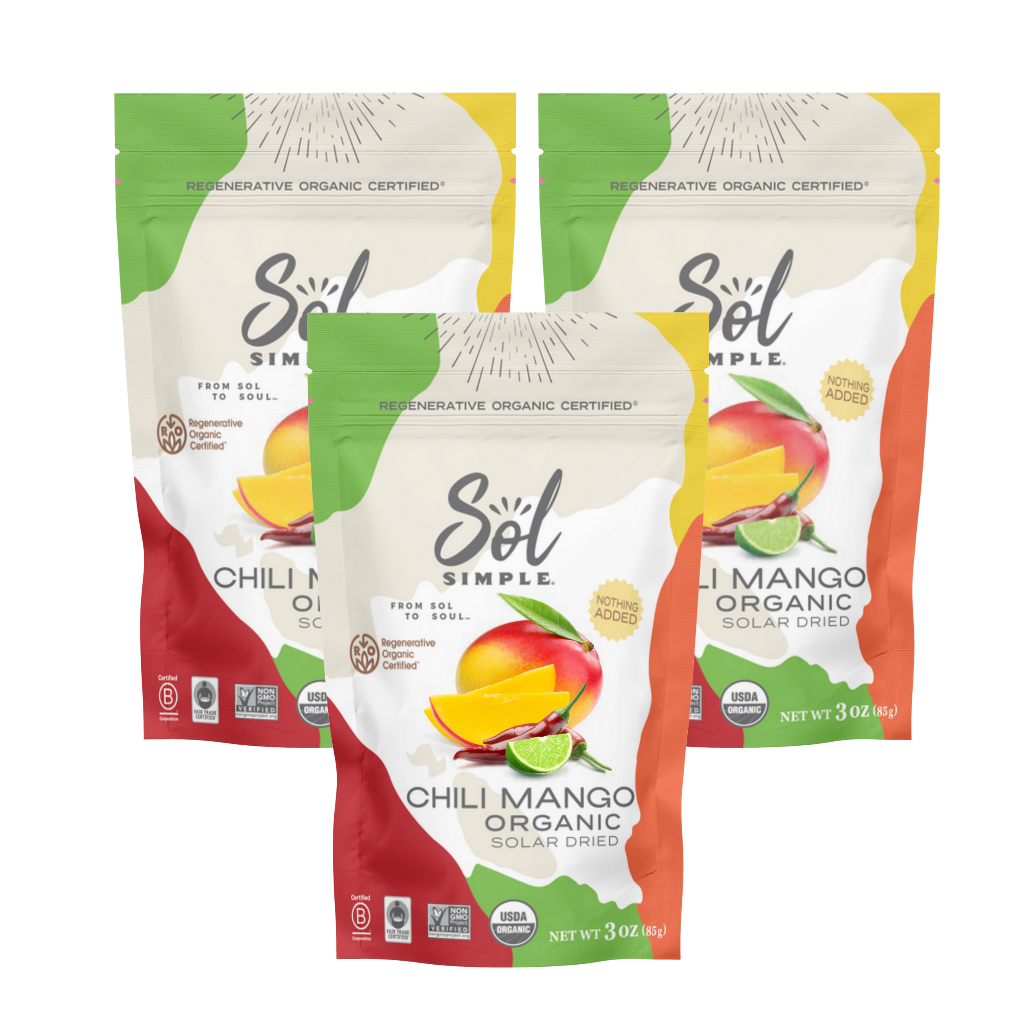 Sol Simple - Wholesale Dried/Dehydrated Fruit - Regenerative Organic Certified Solar Dried Chili Mango-3oz 0