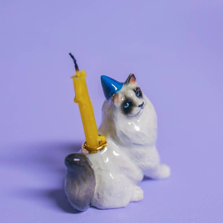 Camp Hollow Porcelain Animal Treasures - Wholesale Cake/Cupcake Topper - Ragdoll Cat Cake Topper2