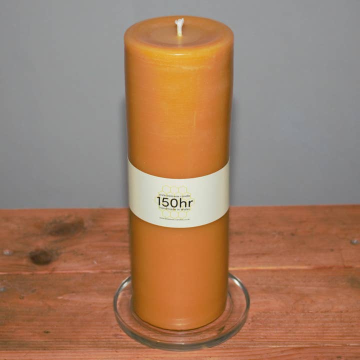 150 hour burning time pure beeswax pillar candle for wholesale by Fantasy Candles
