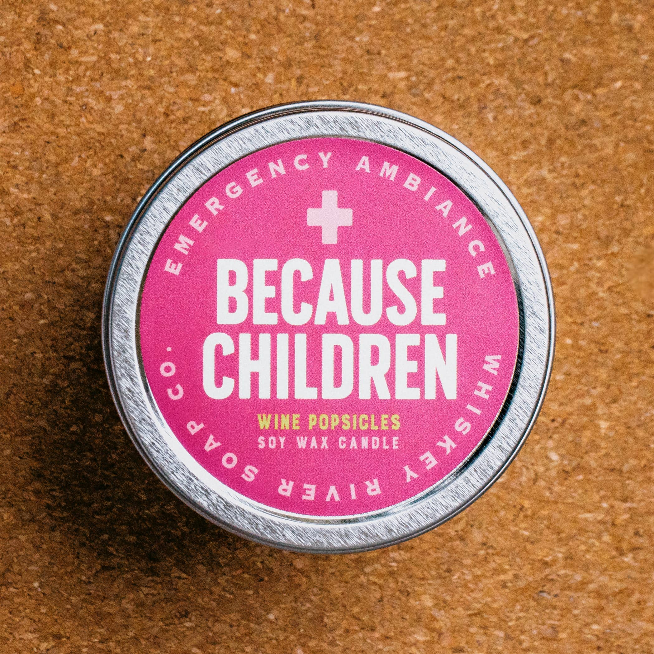 Whiskey River Soap Co. - Wholesale Travel Candles - Because Children Emergency Ambiance Travel Tin | Funny Candl