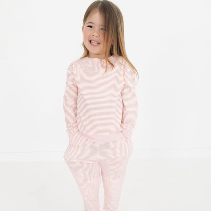 Peony Stripe Little Lounger Bamboo Sweatsuit for wholesale by Motette