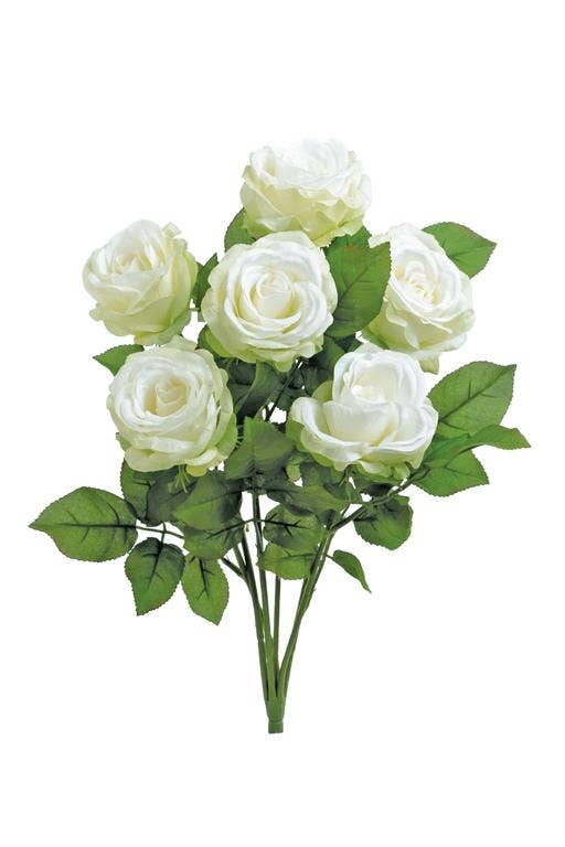 Select Artificials, Inc. - Wholesale Artificial Flowers - Rose Bush X6, 17", White