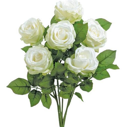 Select Artificials, Inc. - Wholesale Artificial Flowers - Rose Bush X6, 17", White0