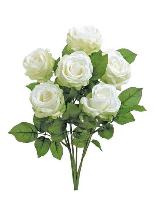 Rose Bush X6, 17", White for wholesale by Select Artificials, Inc.