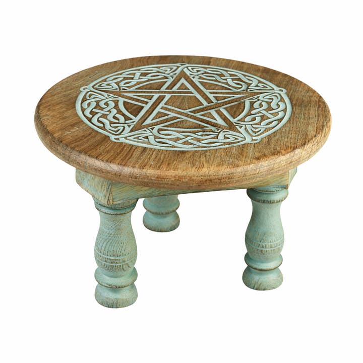 Celtic Pentacle Wooden Altar Stool (6x4) for wholesale by Designs by Deekay Inc.