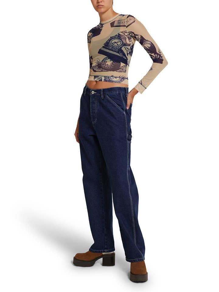 5-7-5 Mesh Long Sleeve Top - Indigo for wholesale on Faire