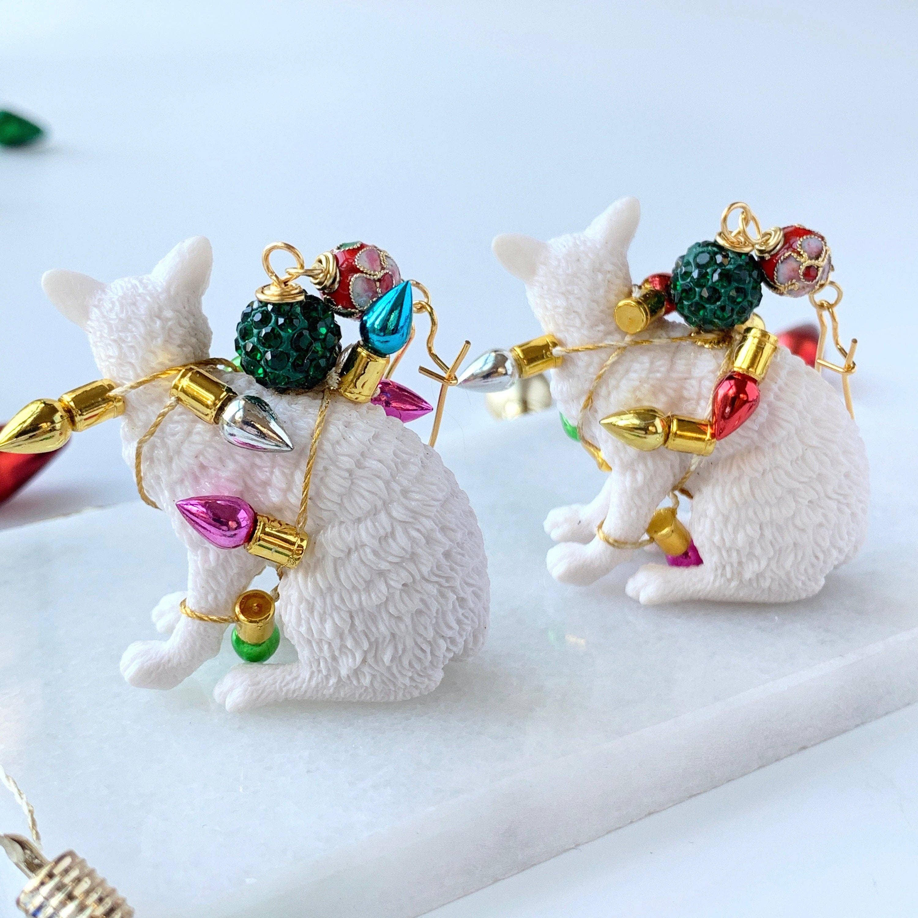 Lenora Dame - Wholesale Dangle Earrings - Tangled Kitty Holiday Earrings5