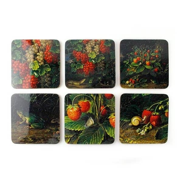 Coasters, Set Of 6, Schlesinger, Strawberries for wholesale by MUSEUM WEBSHOP