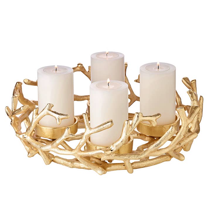 Advent Wreath Porus Gold, Antler Design, Nickel-Plated for wholesale by EDZARD