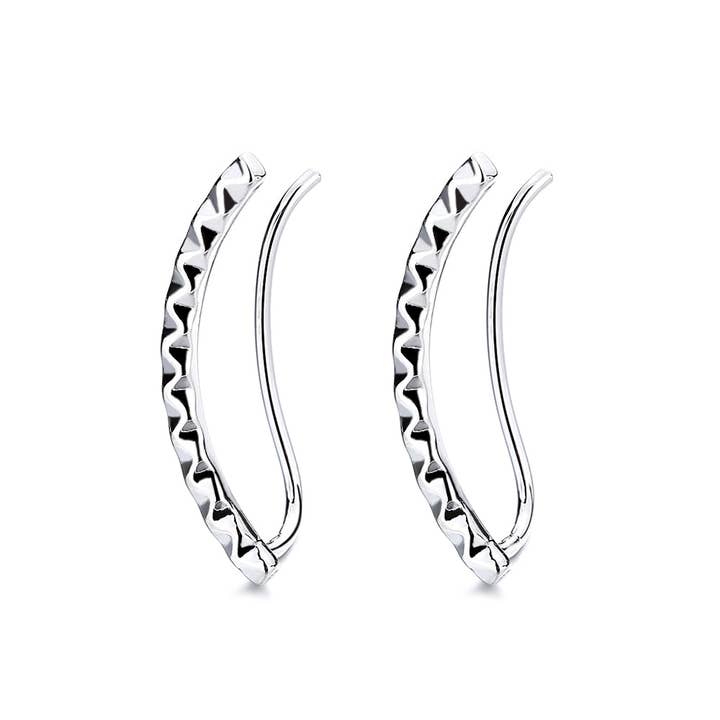 Rhodium Hammered Earring Crawlers for wholesale by Amy and Annette