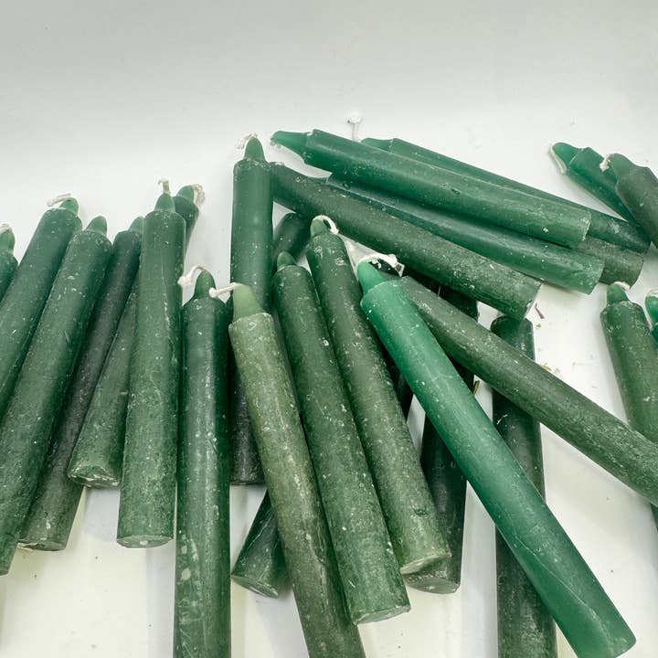 Oils and Auras - Wholesale Tapered Candle/Candlestick - Green Chime Candle - Success Spell Candle3