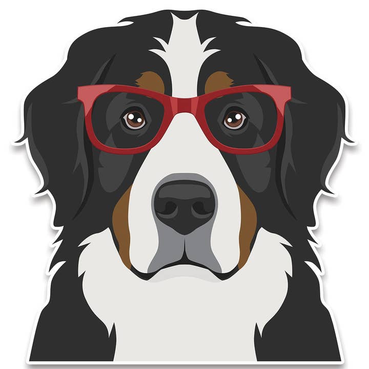 Adesivo de janela grande de vinil Bernese Mountain Dog Hipster por atacado de RetroPlanet