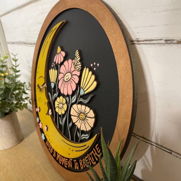 Plums & Roses - Wholesale Wall Sign - Boho Wall Art - Take a Moment to Breathe1