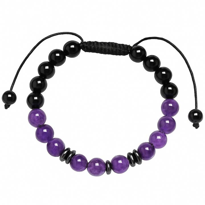Gemscape UK - Wholesale Beaded Bracelet - Mom Gift Beaded Bracelet Amethyst, Black Onyx Meaningful2