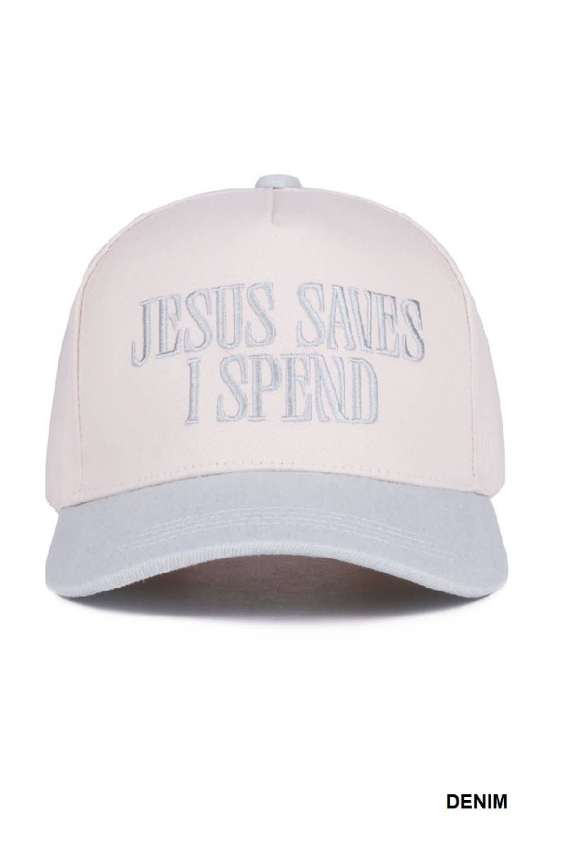 42POPS – wholesale Baseball cap – Unisex – ,,, 0827 Jesus Saves I Spend Two Tone Canvas Cotton Cap SI-279952