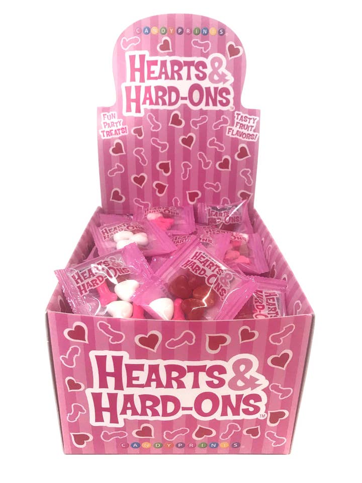 Hearts & Hard-Ons Valentine's Candy Display of 100 for wholesale by Little Genie Productions