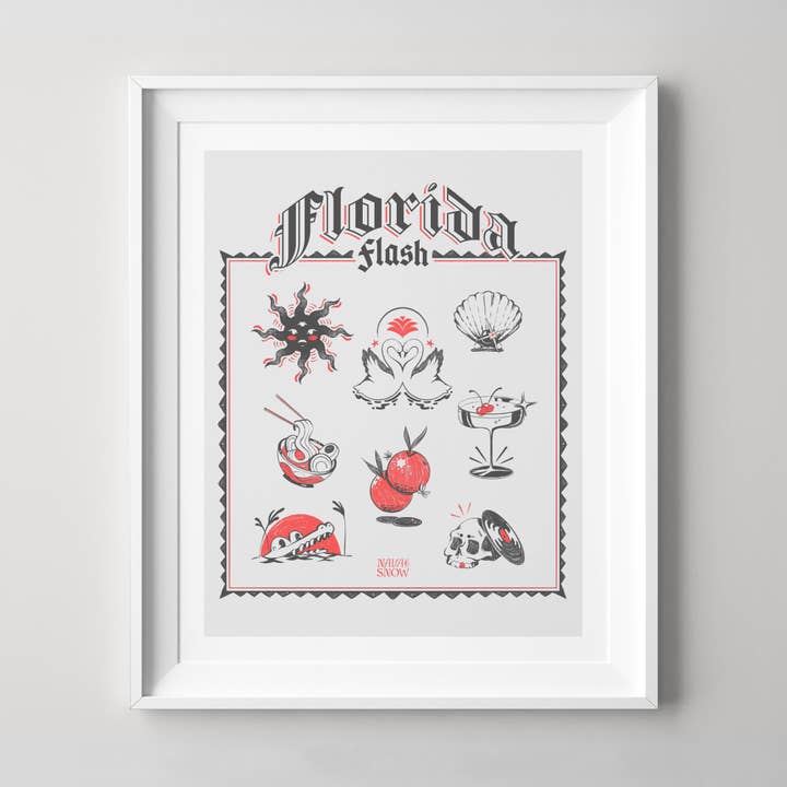 8" X 10" Florida Flash Art Print for wholesale by Nava and Snow