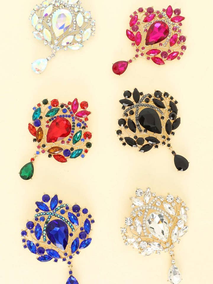 FLORAL JEWELED FESTOON BROOCH PIN 89 for wholesale by anbfashion