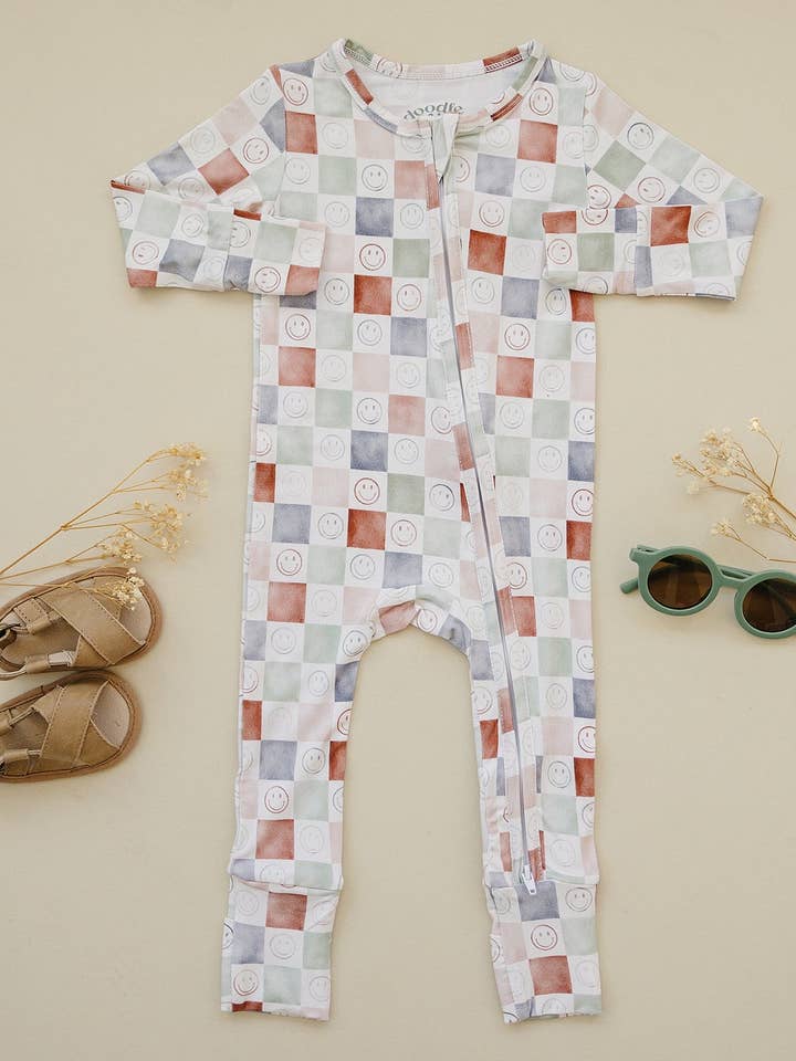 doodle & jack - Wholesale Jumpsuit - Baby - Retro Smile Bamboo Zippy