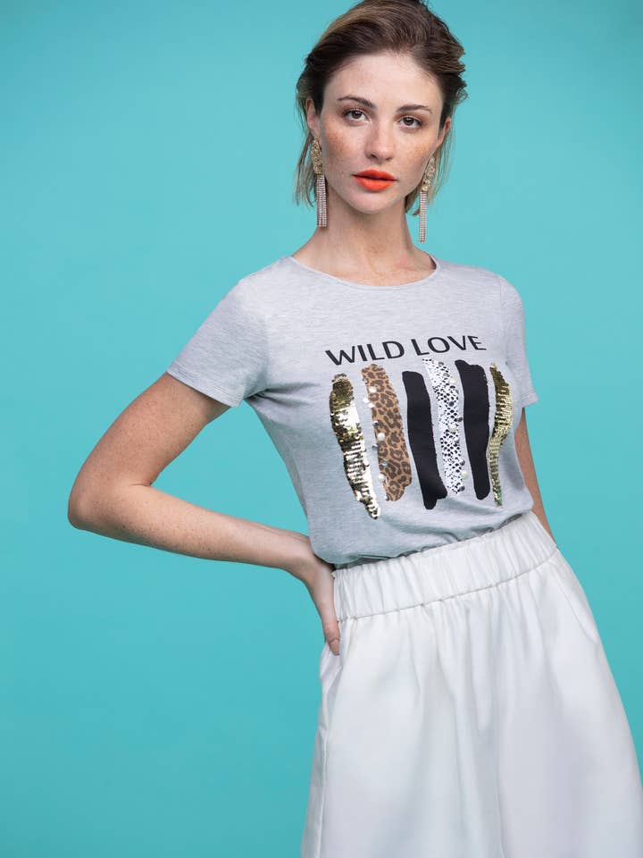 T-Shirt mit Motiv „WILD LOVE“ für den Großhandel von Cotton Brothers