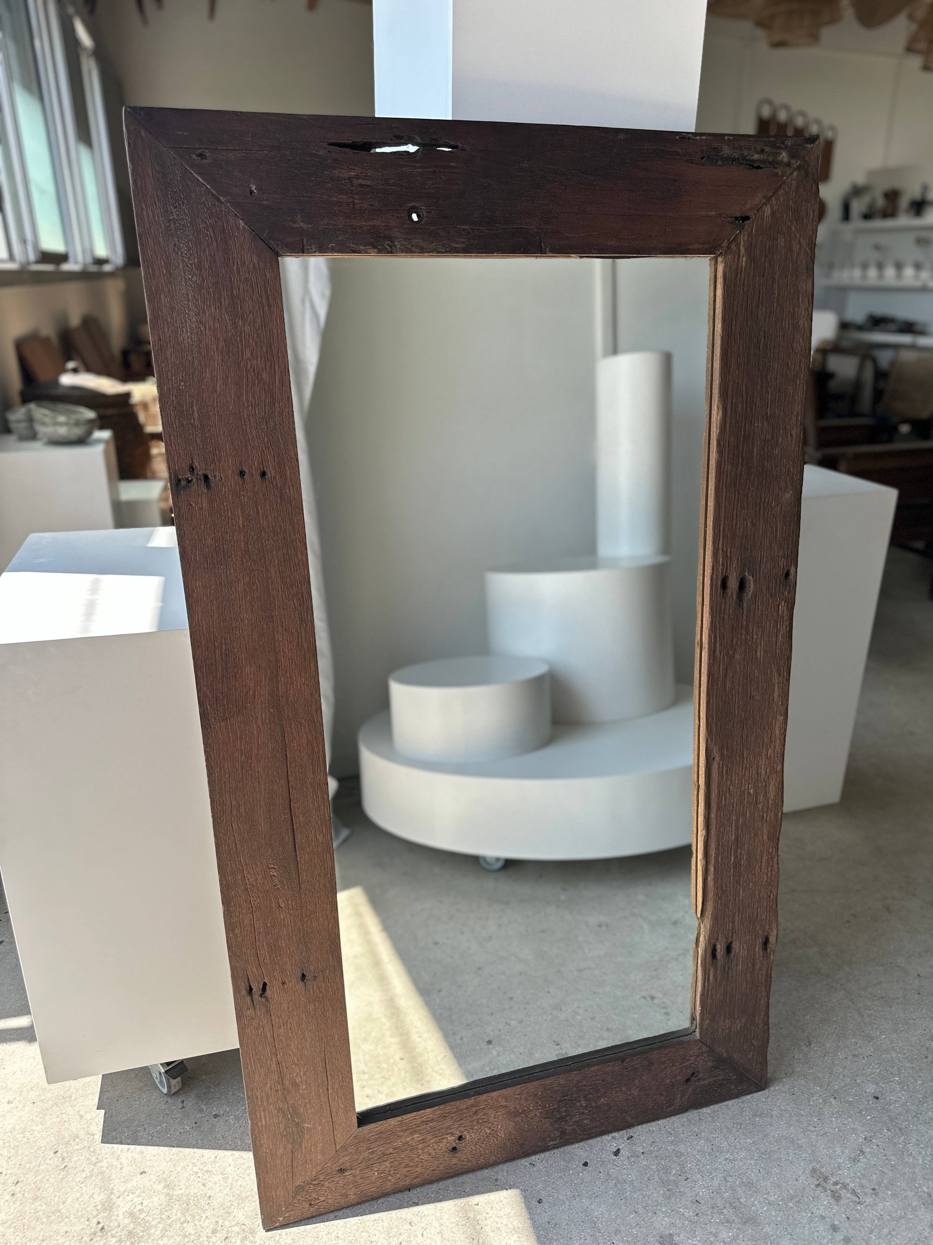 Office Objets - Wholesale Wall Mirror - Mirror with exotic brutalist old iron wood frame H:139cm87