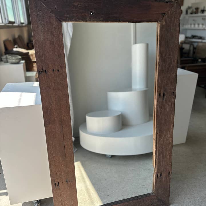 Office Objets - Wholesale Wall Mirror - Mirror with exotic brutalist old iron wood frame H:139cm87