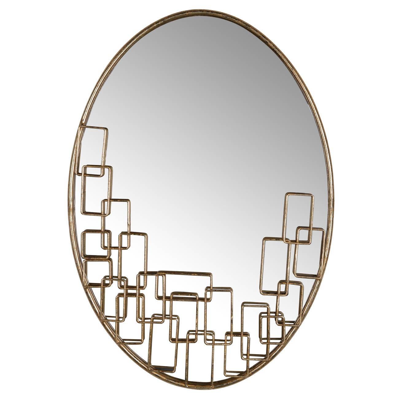 A&B Home Group Inc. - Wholesale Wall Mirror - 16.5x24" Geometric Link Oval Mirror - Gold0