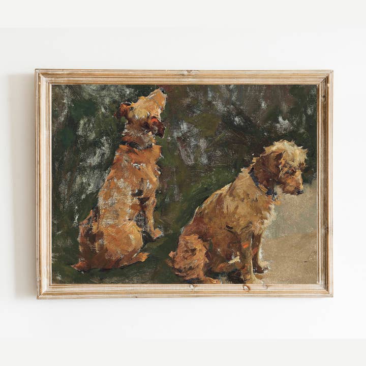 Two Pups Antique Art Print for wholesale by Sea to Skye