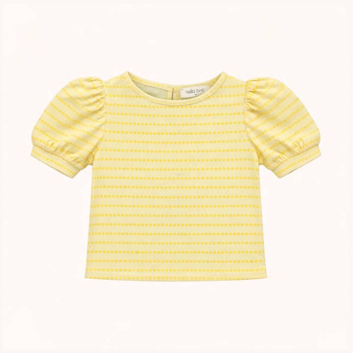 Puff Sleeve Tee in Yellow Floral Stripe for wholesale by Nella June