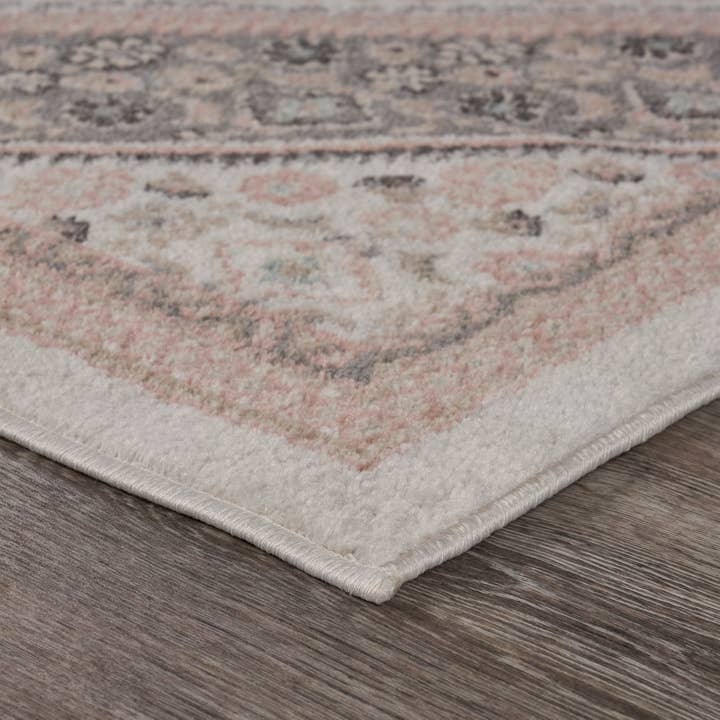 LR Home - Vente Tapis - Tapis oriental gris et rose blush1