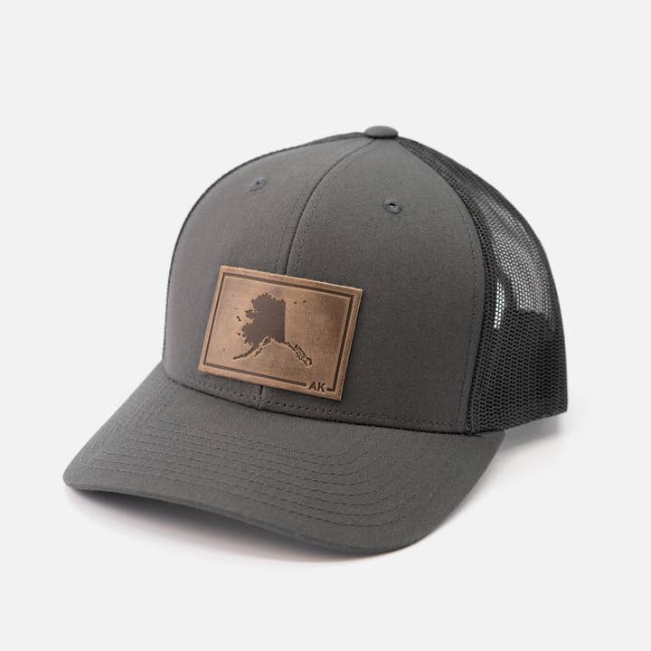 Range Leather Co. - Wholesale Trucker Hat - Unisex - Alaska Silhouette Hat | Leather Patch Trucker Hat