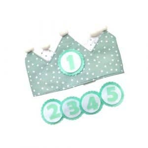 Reversible birthday crown Little Stars mint for wholesale by My nube azul