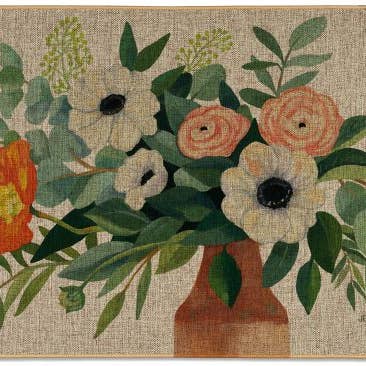 Linen Look Floor Mat 29.5" x 17.75" - Fresh Poppies for wholesale by CounterArt/Highland Home/Thirstystone/CoasterStone