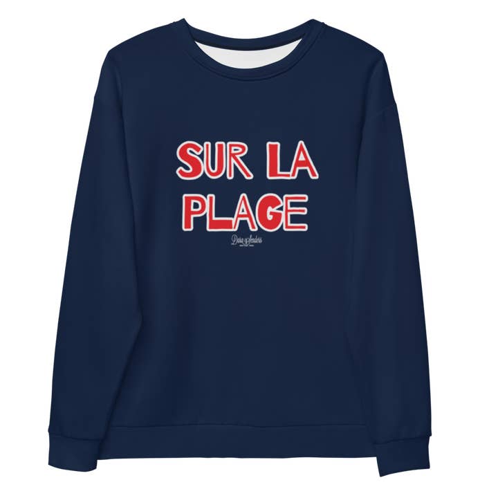 SUR LA PLAGE SWEATSHIRT • NAVY for wholesale by Dara Senders
