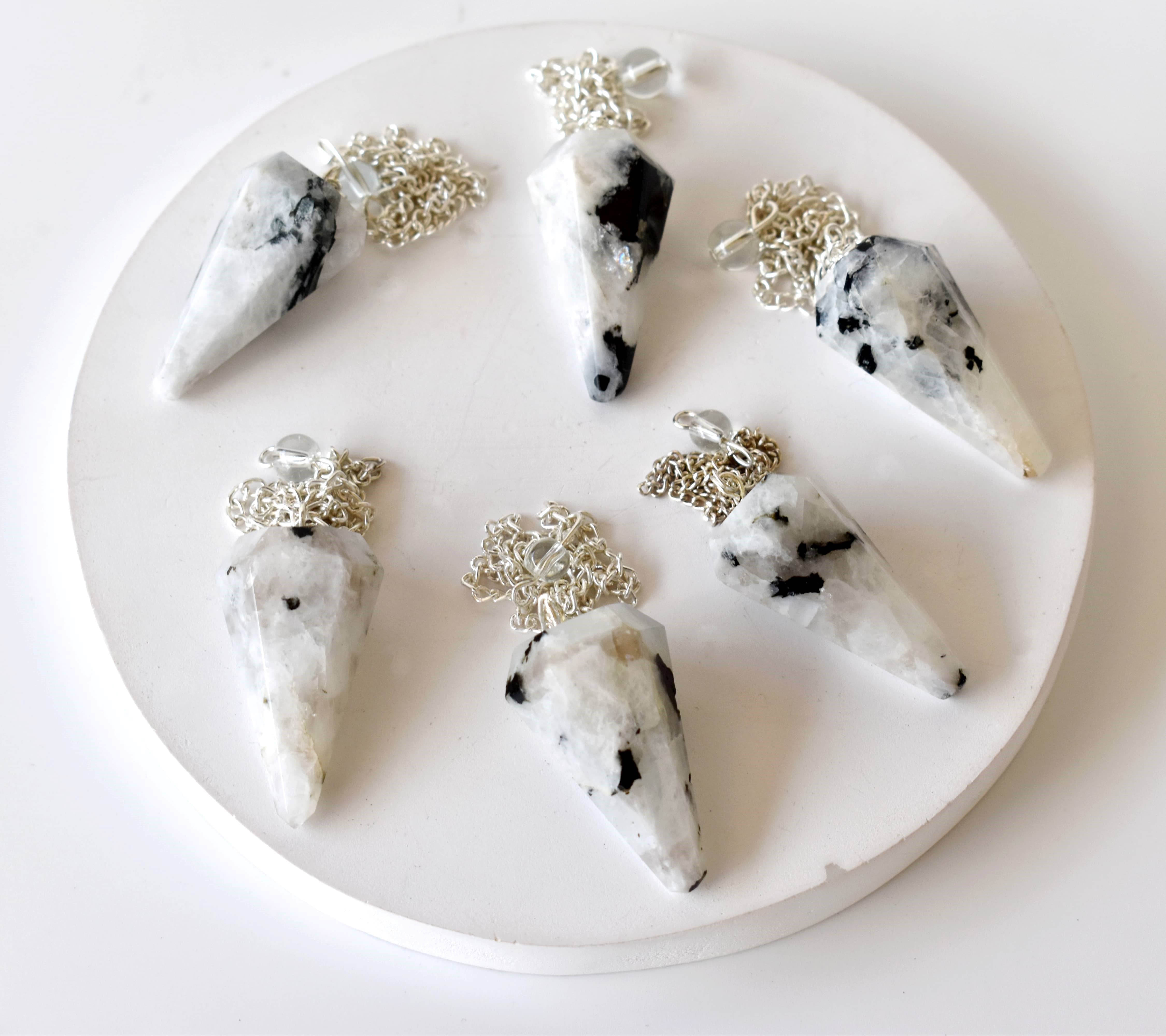 Soothing Crystals - Wholesale Spiritual Stone/Crystal - Dowsing Pendulum |Rainbow Moonstone Faceted Crystal Pendulum8