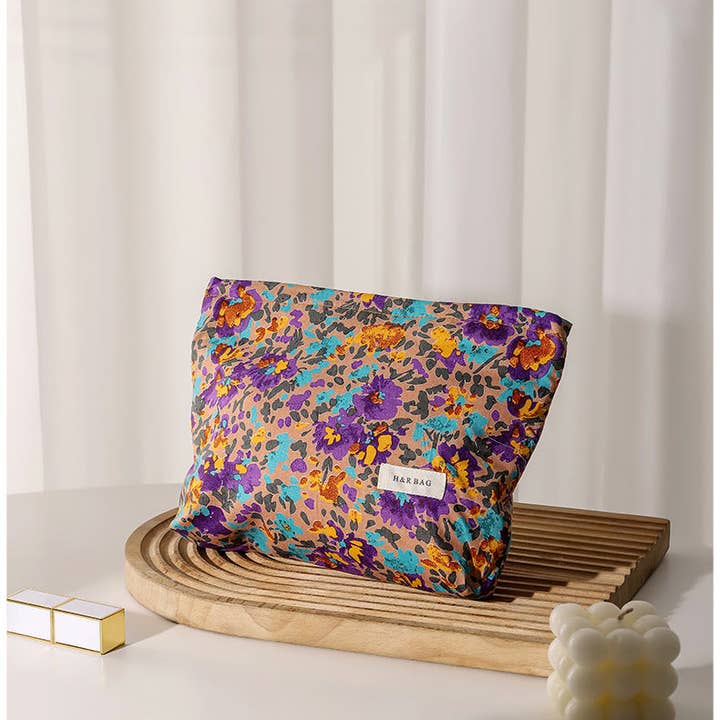 Dipped Shop - Wholesale Makeup/Cosmetic Bag - Colorful Floral Print Simple Cosmetic Bag DPB1012