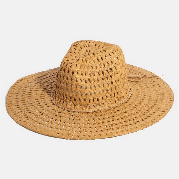 Stro Gevlochten Floppy Hoed voor wholesale door Collections by Fame Accessories