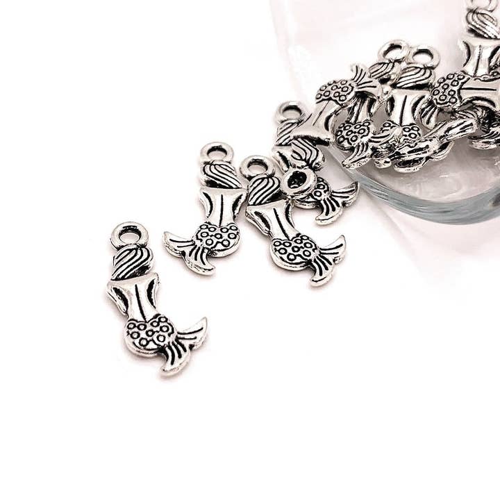 Silver Mermaid Charms, 20x8mm for wholesale by Guerrilla Charm