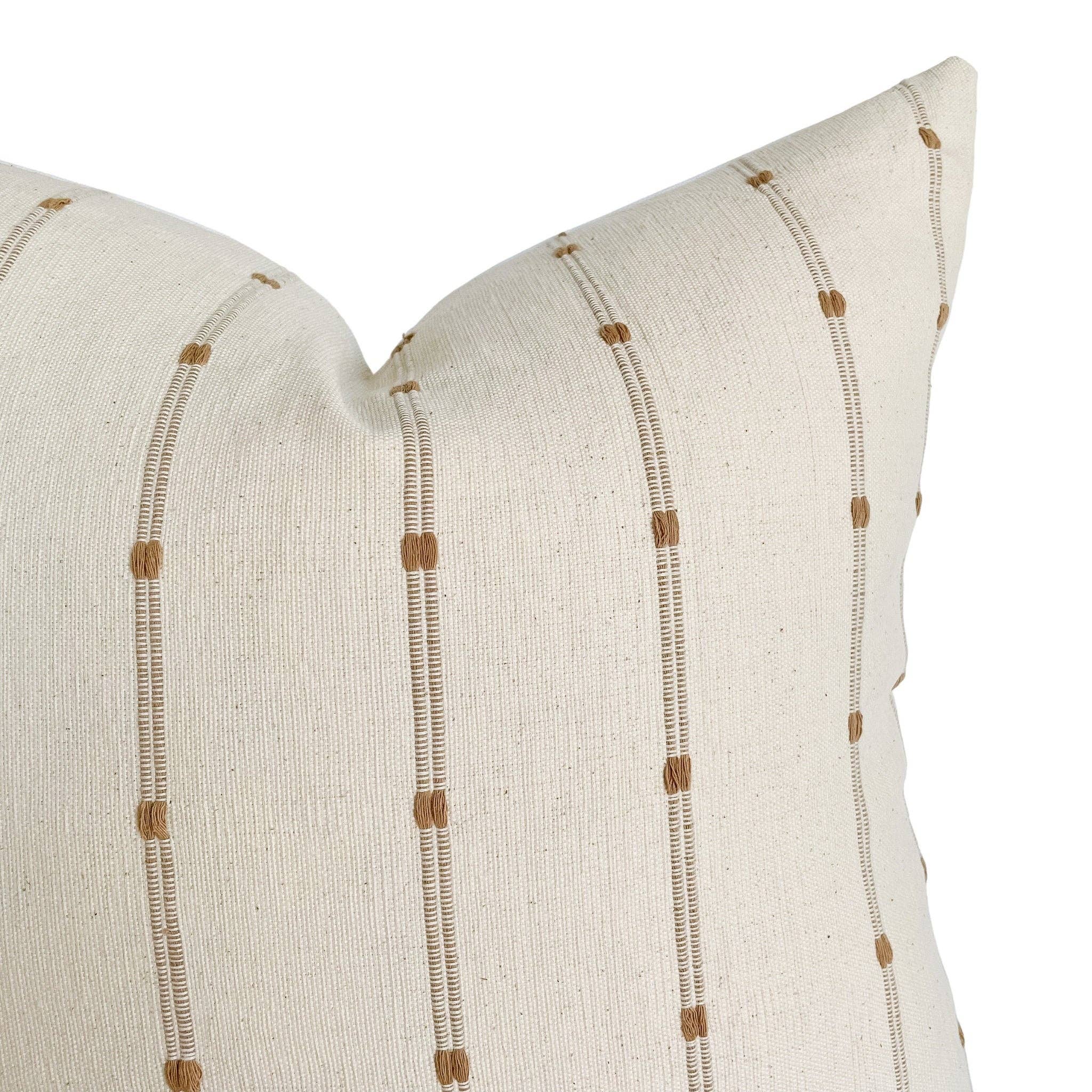 Linen & James - Wholesale Throw Pillow Cover - Ridge | Woven Tan Stripe Pillow Cover1