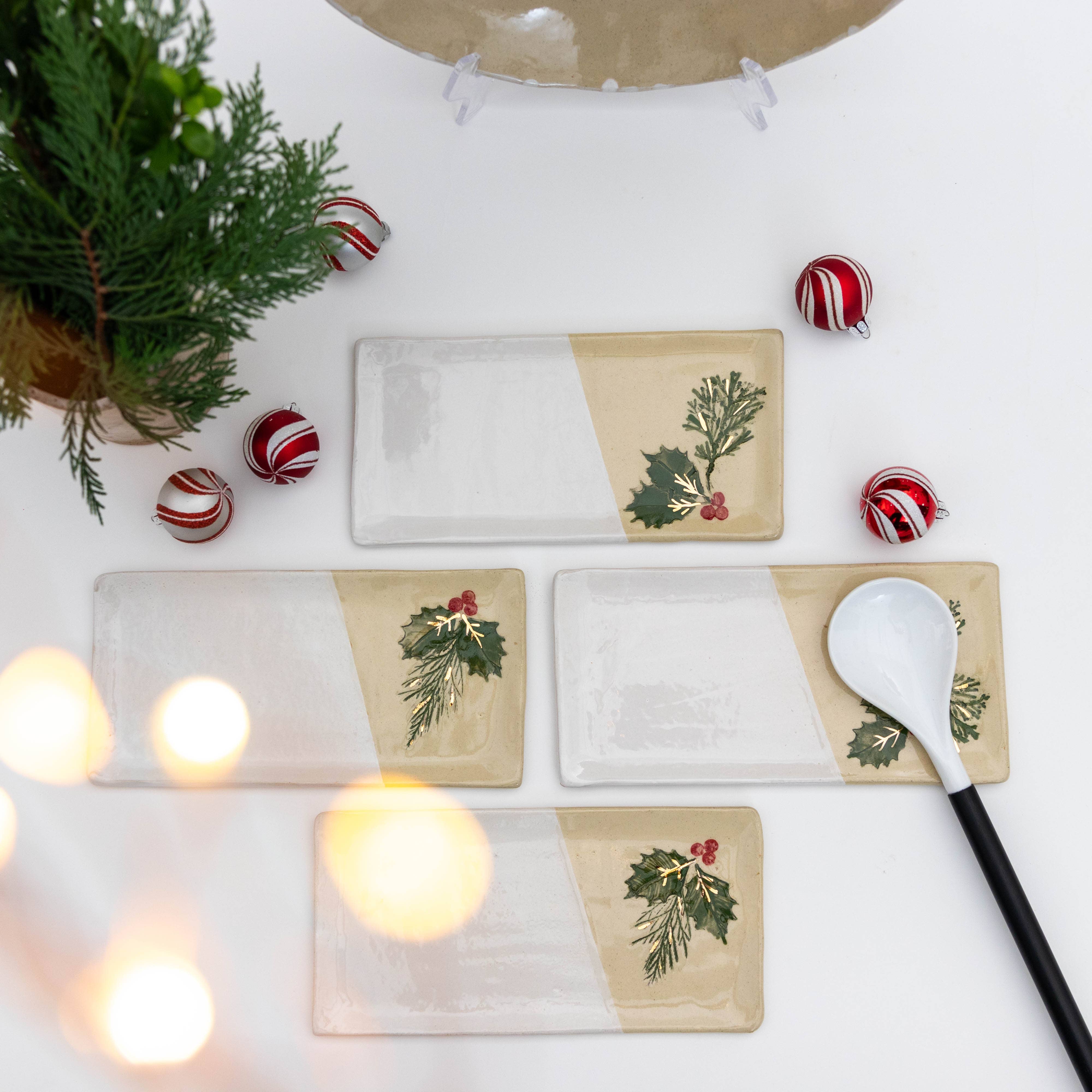 Tara Kothari - Wholesale Jewelry Dish - Winter Evergreen Jewelry Dish - Handmade with pressed leaves3