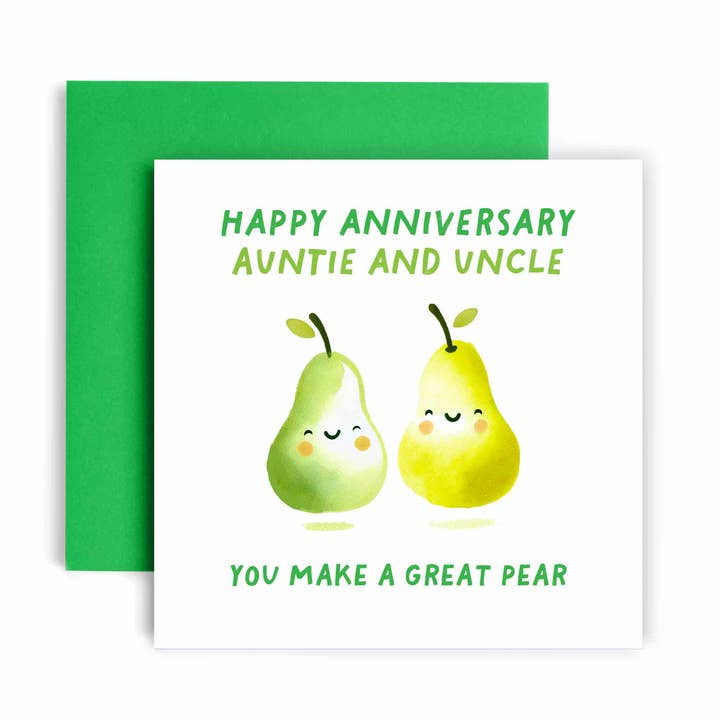 A Great 'Pear' Auntie & Uncle Anniversary Card for wholesale by Huxters