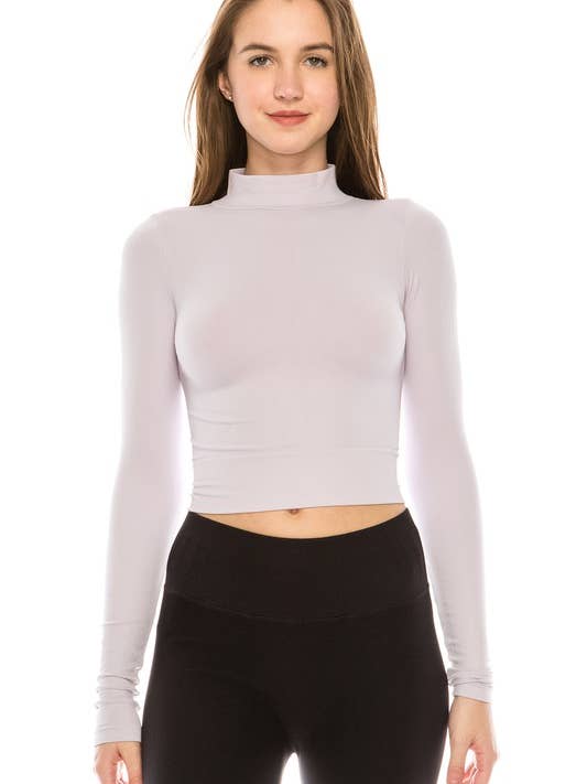 MOCK NECK LONG SLEEVE CROP TOP for wholesale by KurveShop