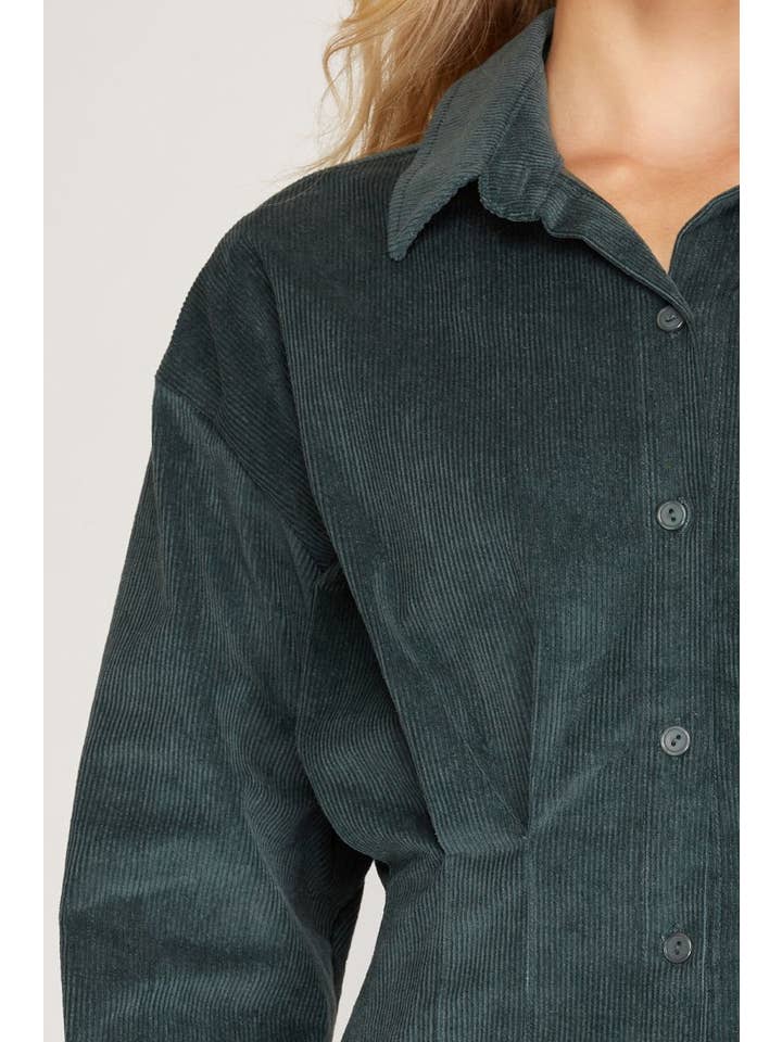 SALAMANDER LONG SLEEVE CORDUROY TUCKED MINI DRESS SKSS8191 for wholesale on Faire4