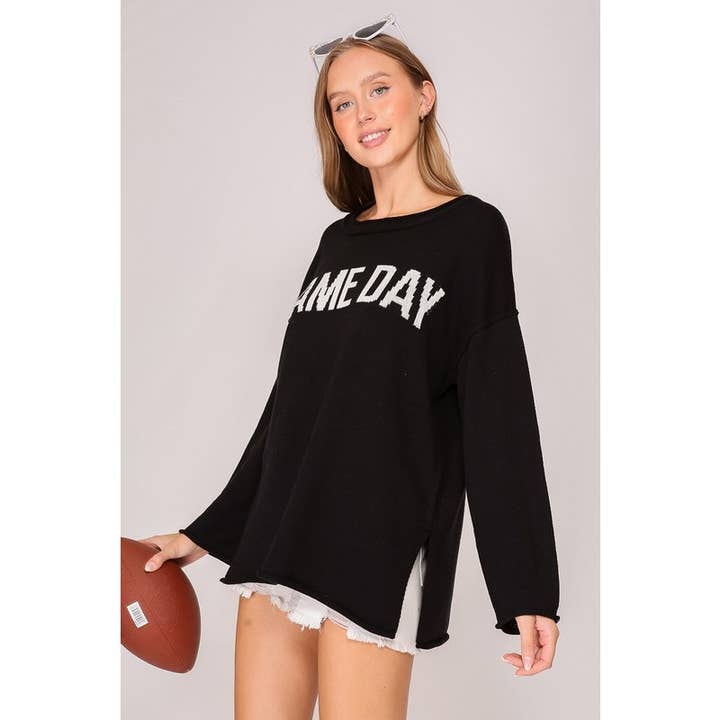 Paperdoll - Wholesale Graphic Sweatshirt - Women's - GAME DAY ROUND NECK SWEATER TOP