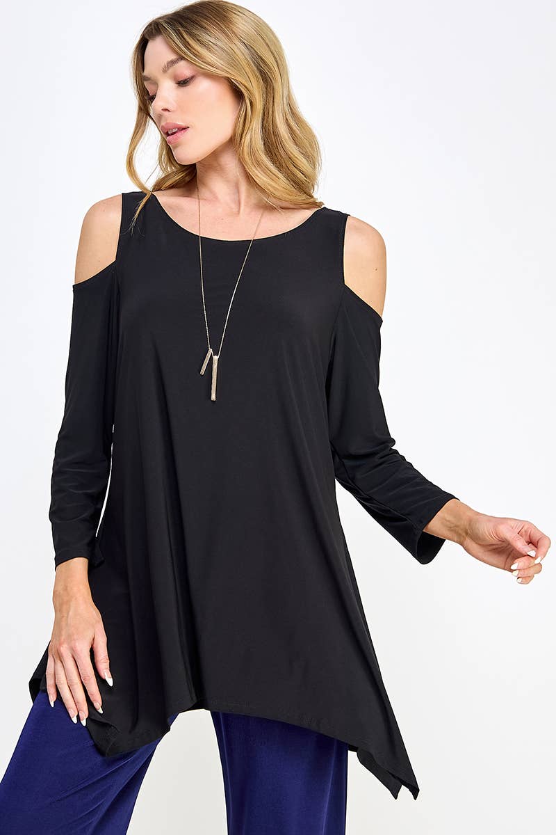 Jostar - Vente Tunique – femme - haut à épaules dénudées effet morsure de requin-3093HT-QRS1